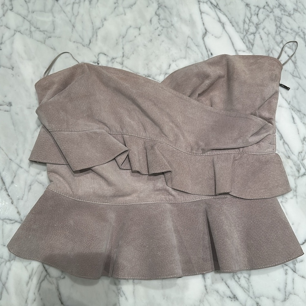 INTERMIX | Tops | Intermix Nora
Suede Top Leather Ruffled Top - Picture 7 of 9